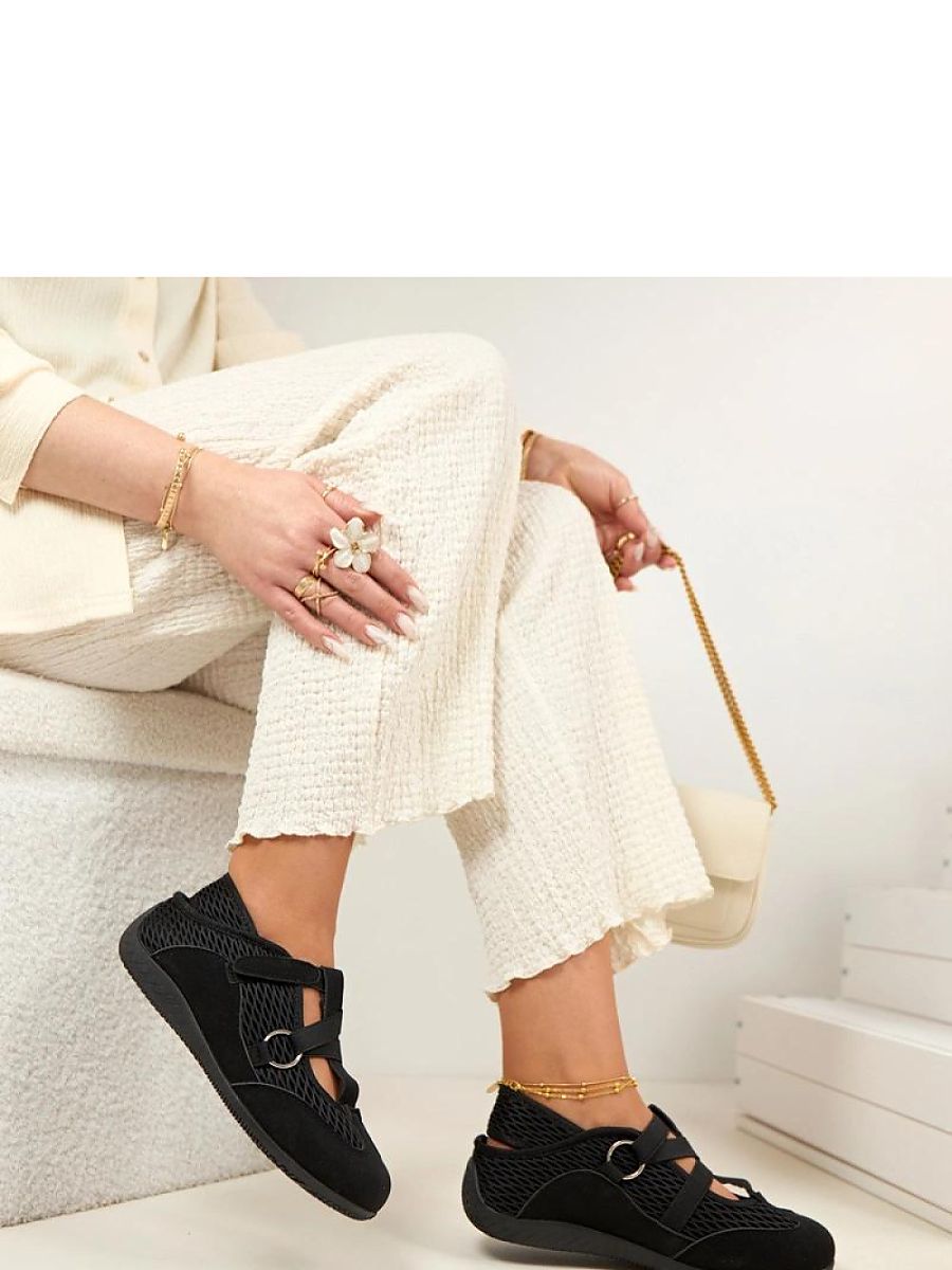 Ballerine noire confortable femme avec fermeture scratch — vue 1