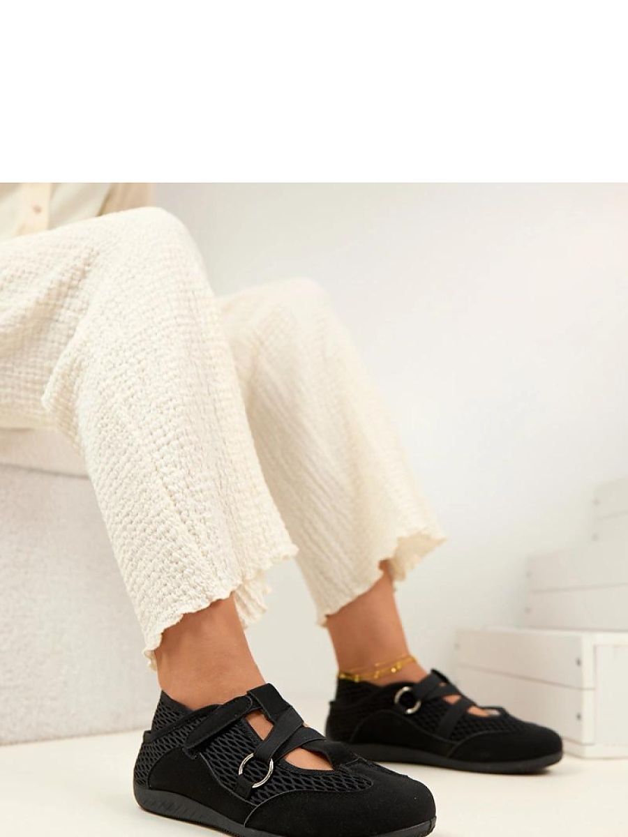 Ballerine noire confortable femme avec fermeture scratch — vue 2