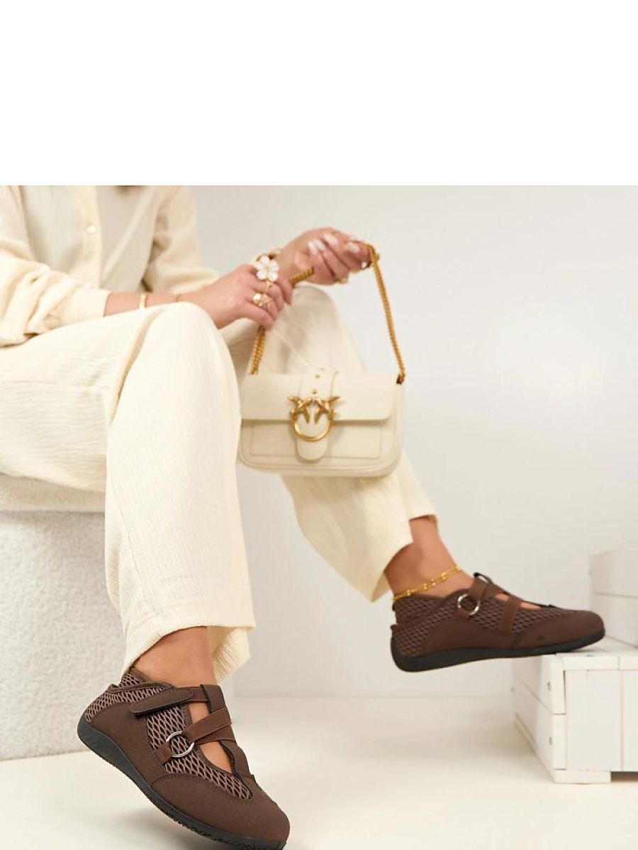 Ballerine sportive brun chocolat avec velcro et semelle amortie — vue 2