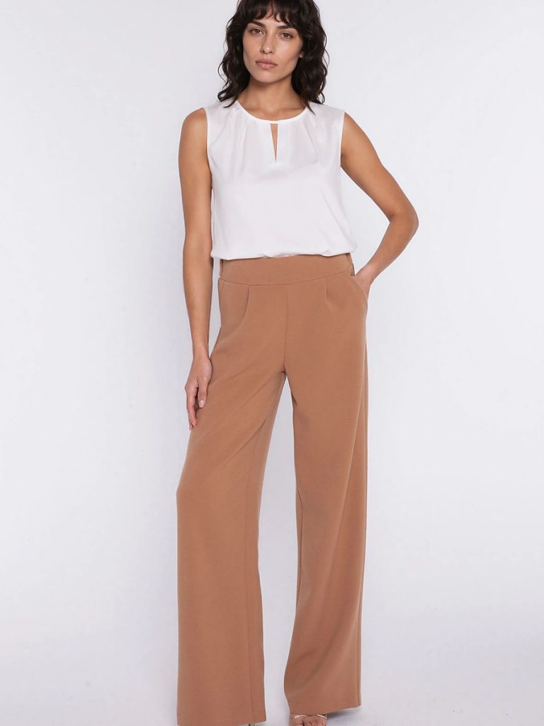 Pantalon taille haute cintre femme élégant style épuré — vue 1