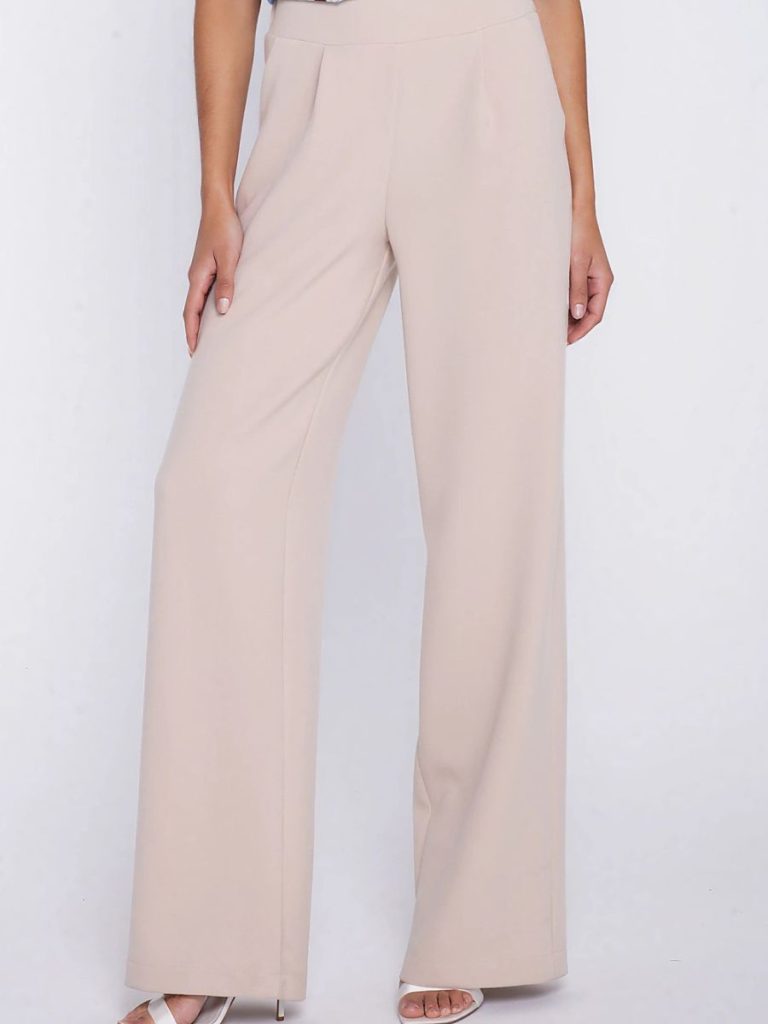 Chino beige ajusté femme, coton mélangé, coupe flatteuse