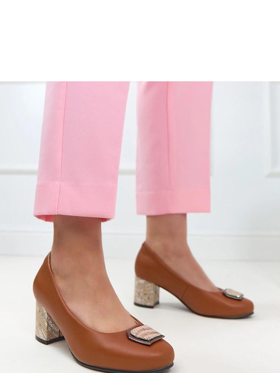 Escarpins brun talon bloc large confort femme — vue 2