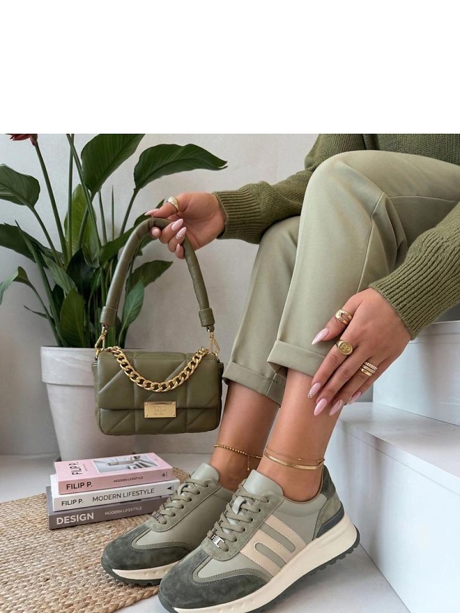Basket plateforme vert menthe femme vue de profil