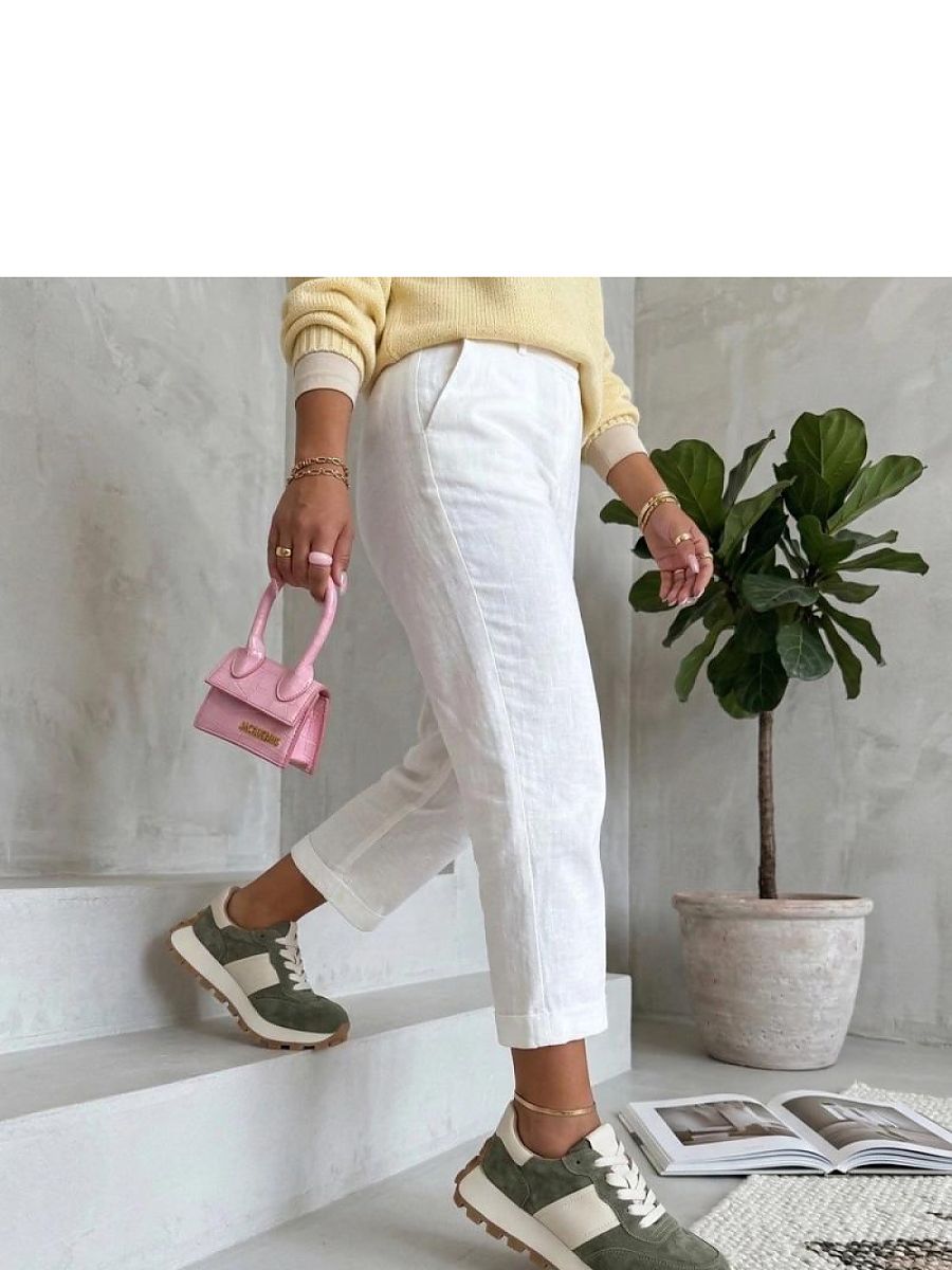 Baskets plateforme vert, vue de profil, semelle épaisse chic — vue 2
