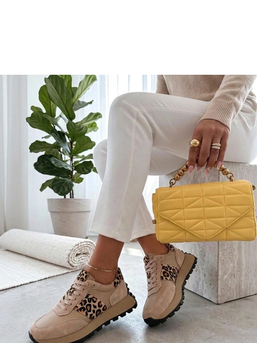 Baskets plateforme beige élégantes vue de profil — vue 2