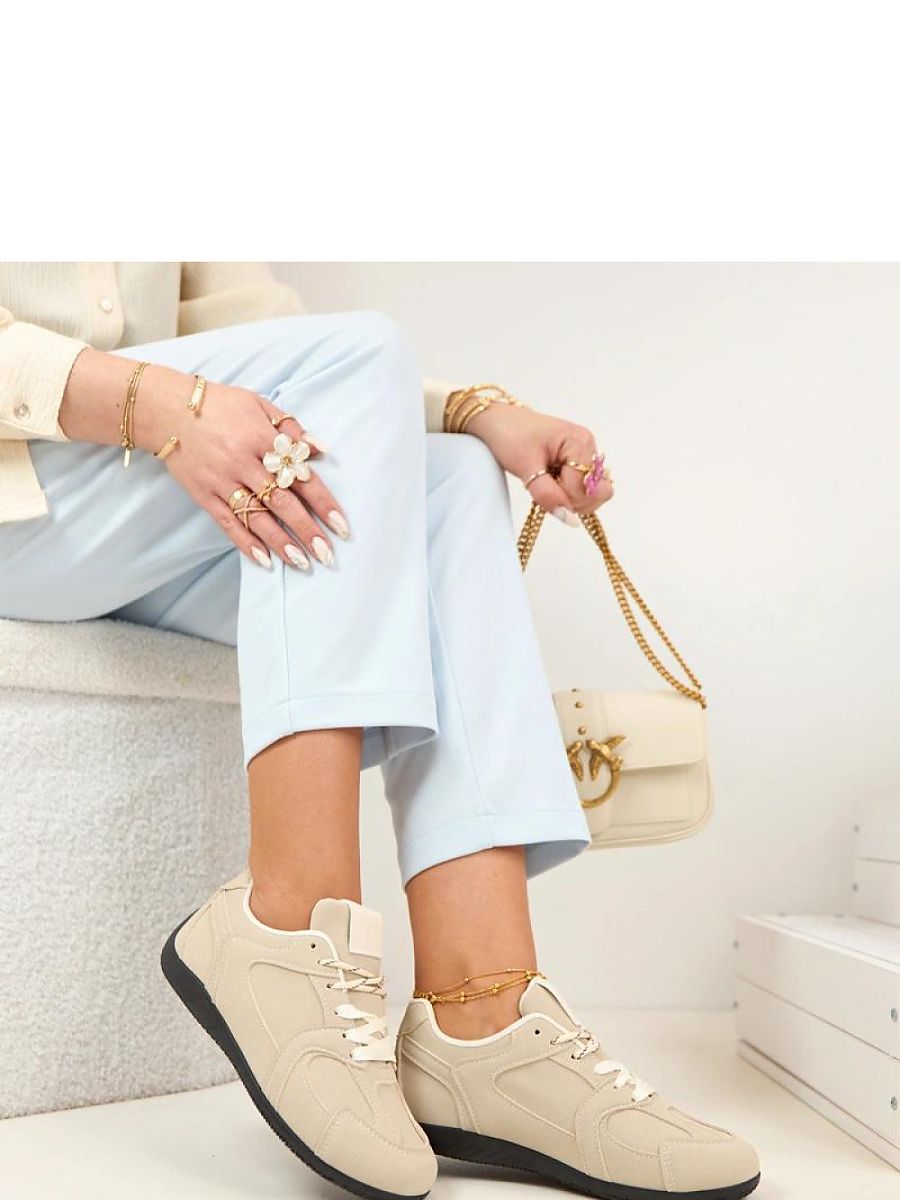 Baskets beige femme confortables style urbain chic — vue 2