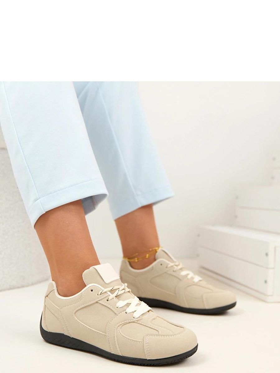 Baskets beige femme confortables style urbain chic — vue 3
