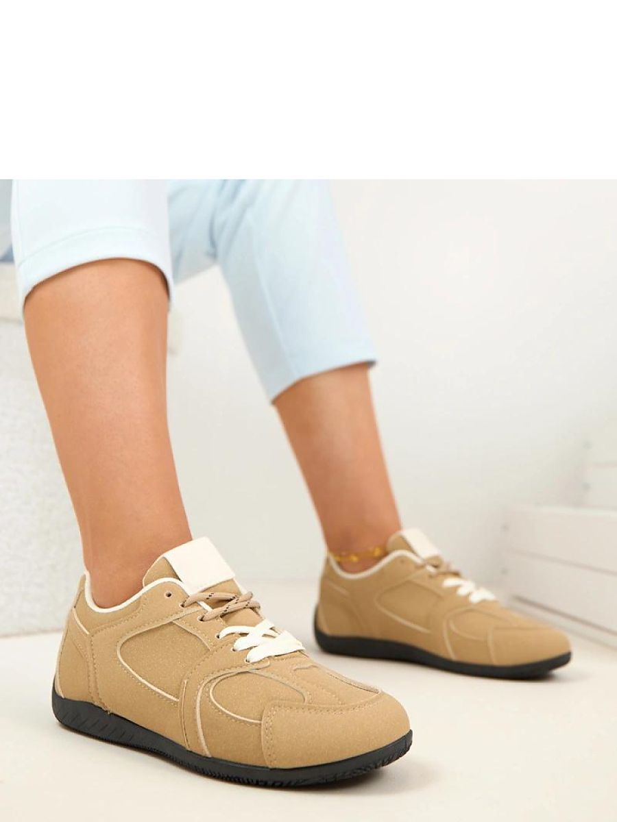 Sneakers beige élégantes confort femme vue de profil — vue 2