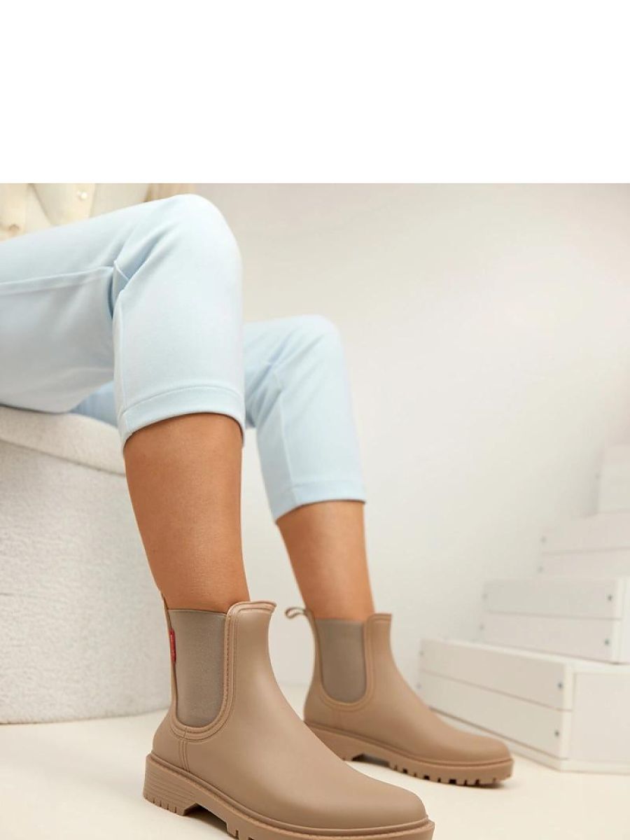 Bottes en caoutchouc beige, vue de face et profil — vue 1