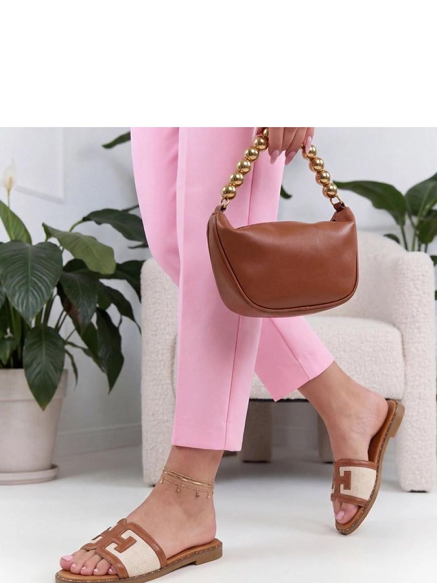 Mule marron en cuir écologique avec talon bas 1,5 cm — vue 1