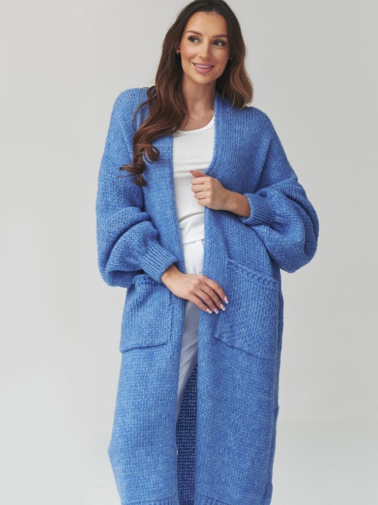 Cardigan Élise bleu oversize maille douce femme