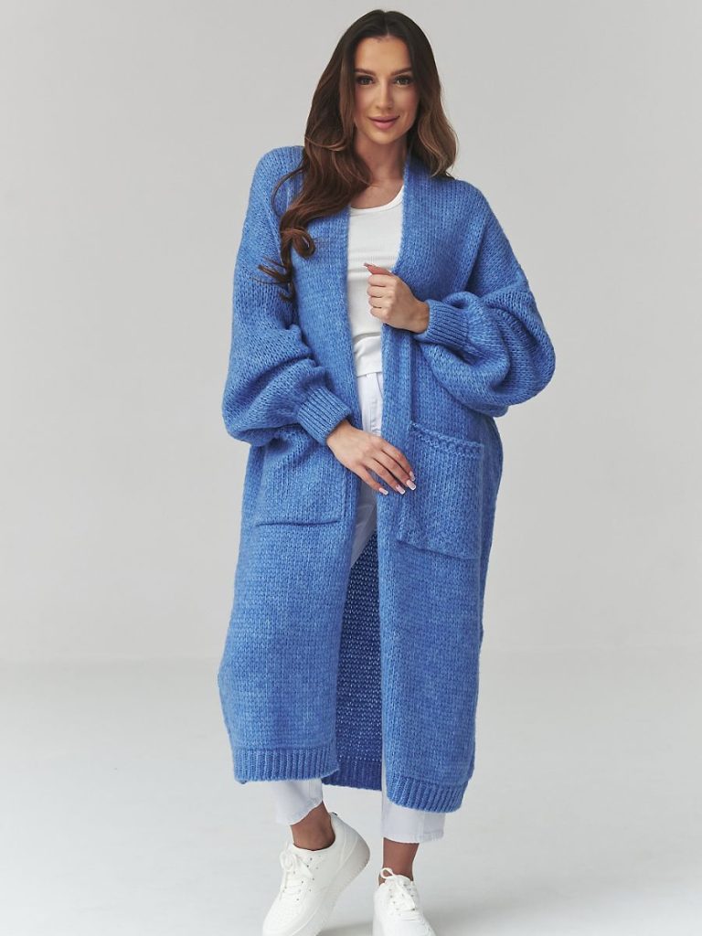 Cardigan Élise bleu oversize maille douce femme — vue 1