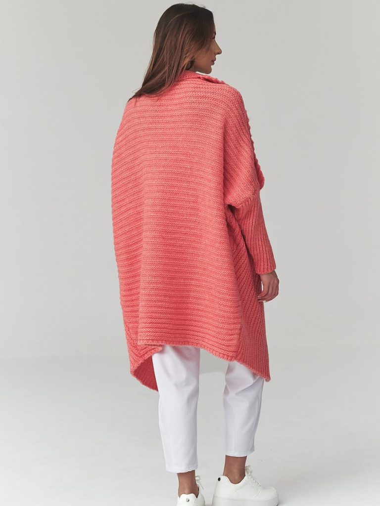 Cardigan long rosé oversize, coupe généreuse femme — vue 2