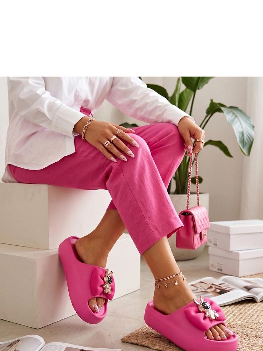 Sandales plateforme nœud décoratif teinte rosé poudré