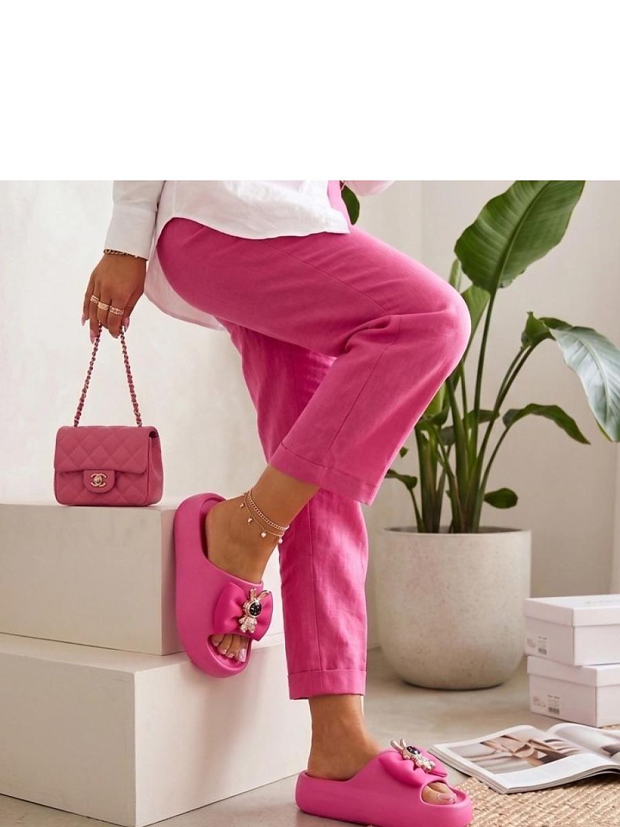 Sandales plateforme nœud décoratif teinte rosé poudré — vue 2