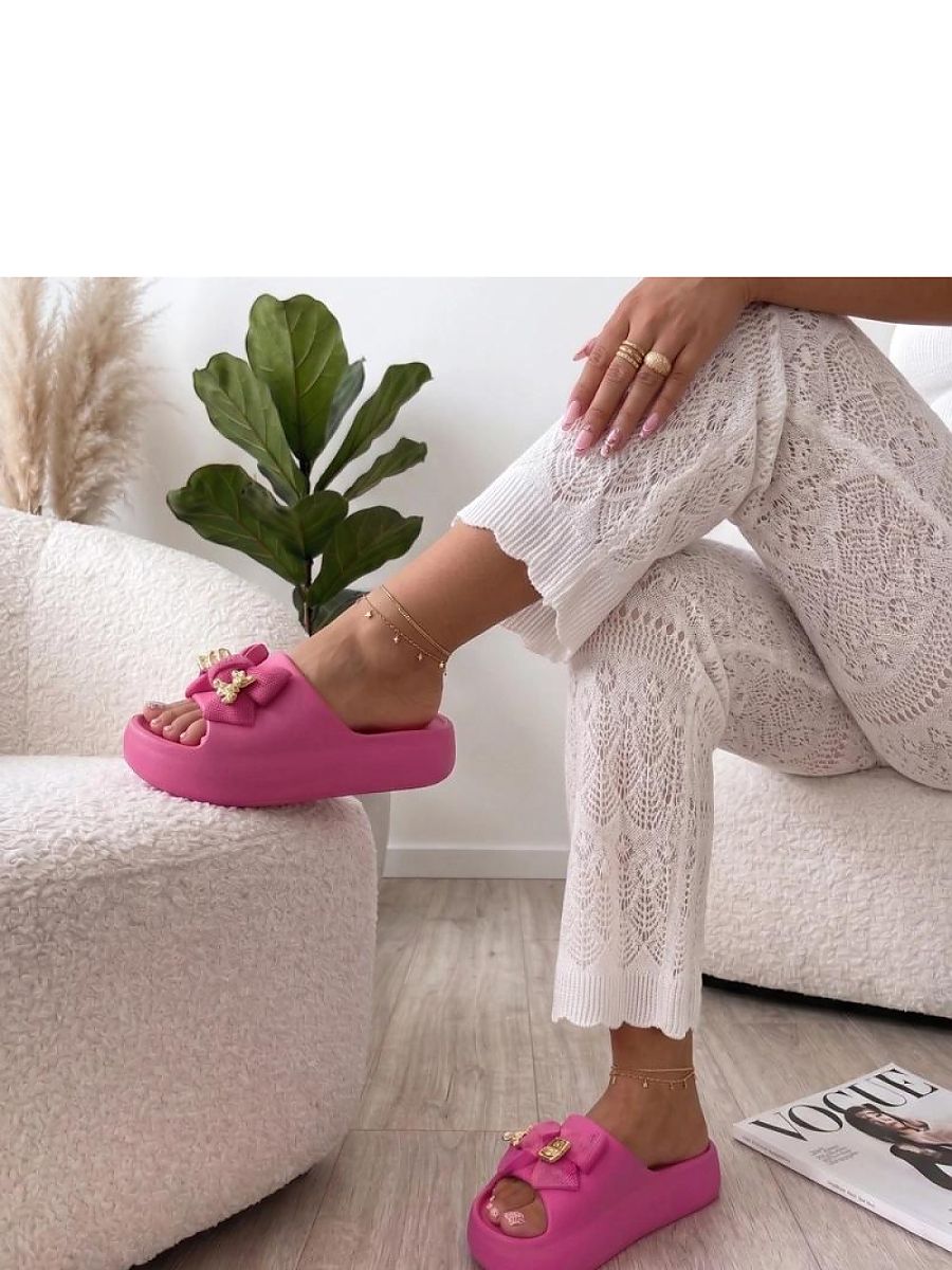 Sandales plateforme rosé avec nœud décoratif, semelle souple
