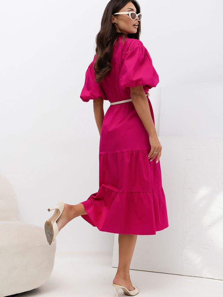 Robe de jour rosé fluide coupe élégante femme — vue 2