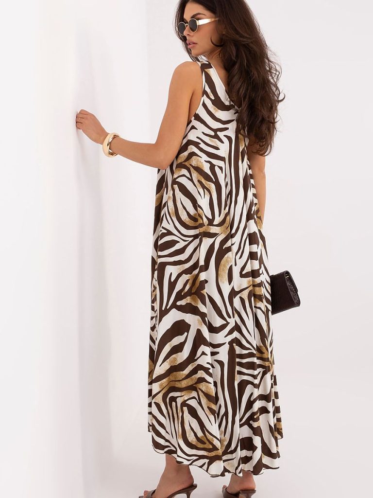 Robe de jour Giulia brun coupe droite manches trois-quarts — vue 2
